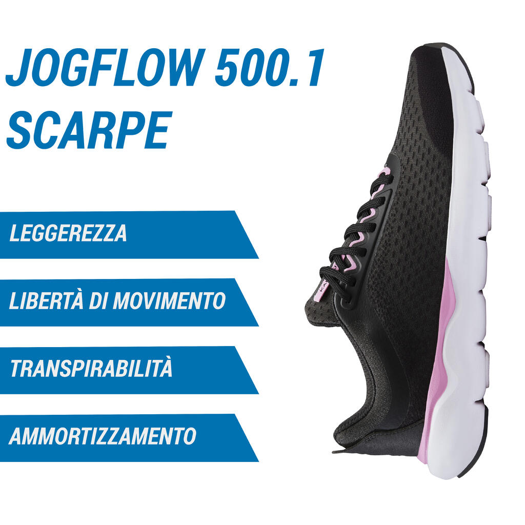 Naiste jooksujalatsid Jogflow 500.1, mustad