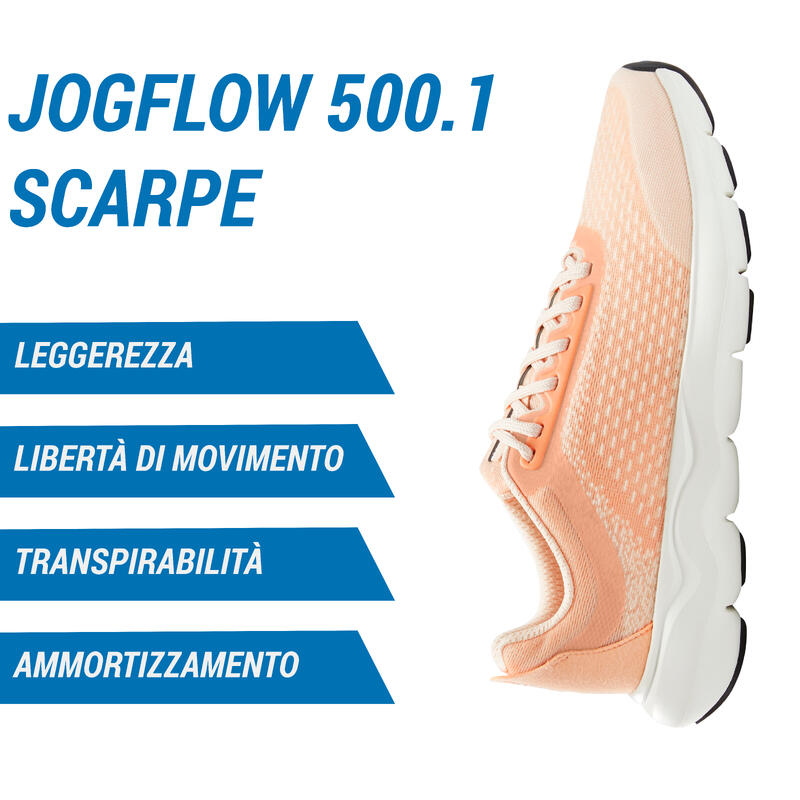 Scarpe running donna JOGFLOW 500.1 arancioni