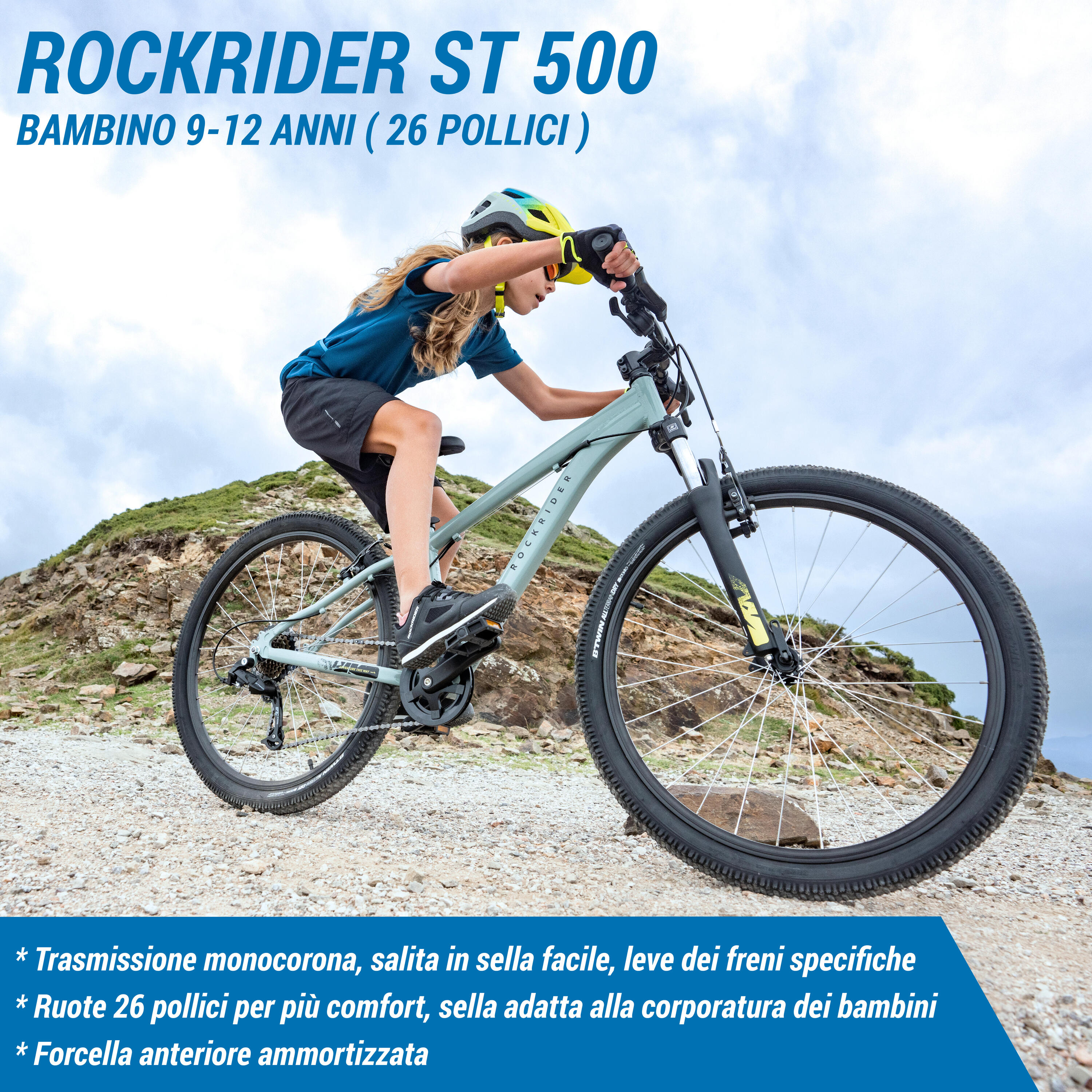 Second Hand - Bici Mtb bambino 9-12 anni ROCKRIDER ST 500 verde militare 26 P... 2/24