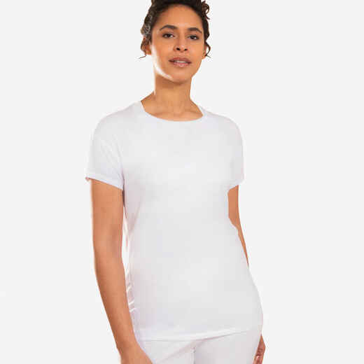 
      Sieviešu videi draudzīgs maigās jogas T krekls, balts
  
