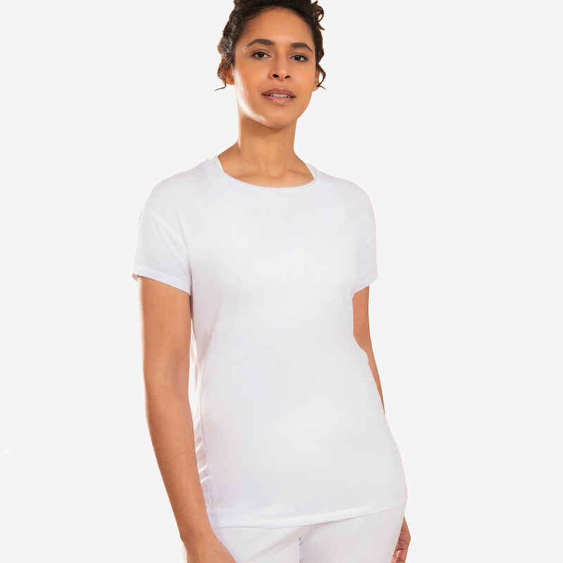 Damen T-Shirt sanftes Yoga Ecodesign - weiss