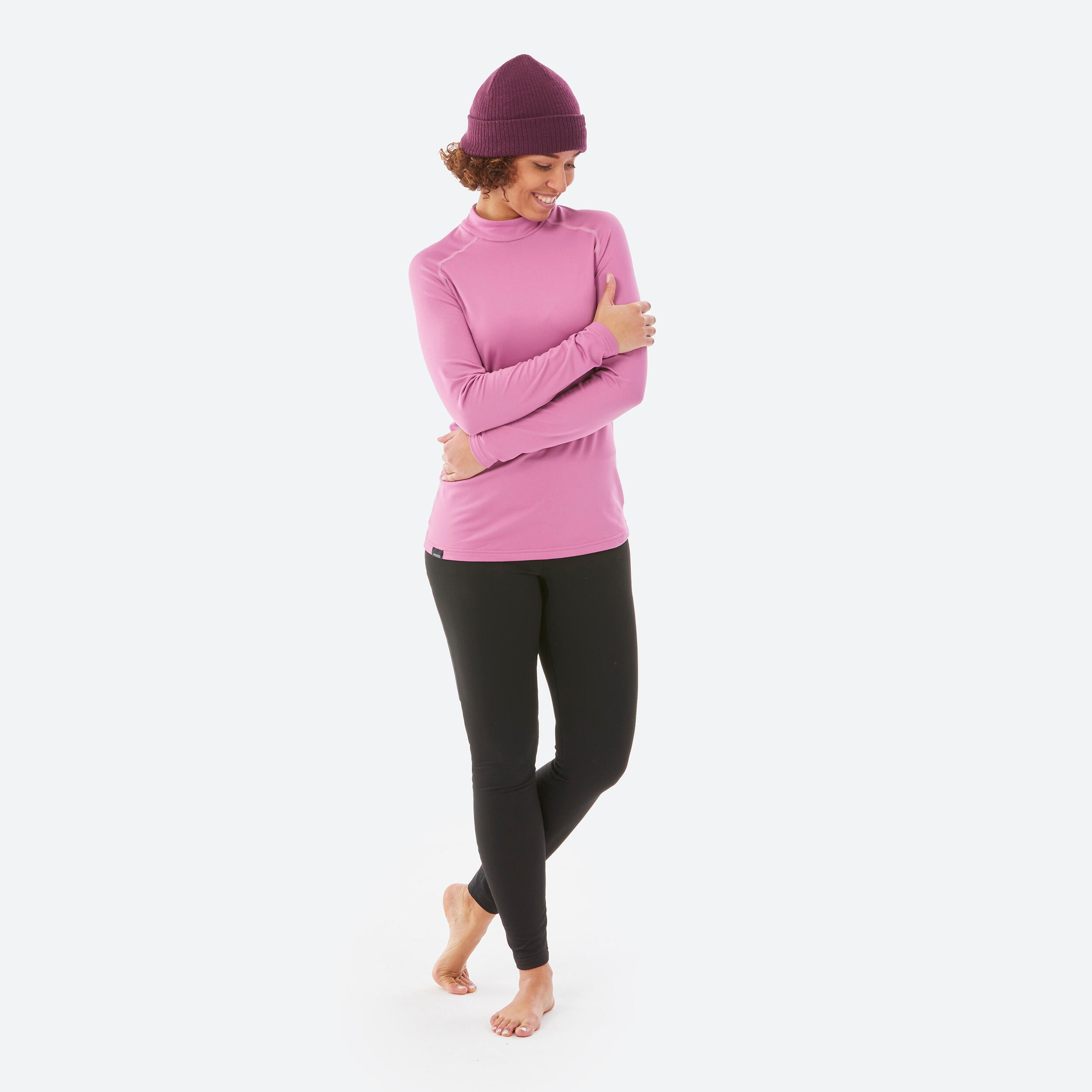Women’s Warm and Breathable Turtleneck Base Layer Ski Top - BL500 - Pink 4/5