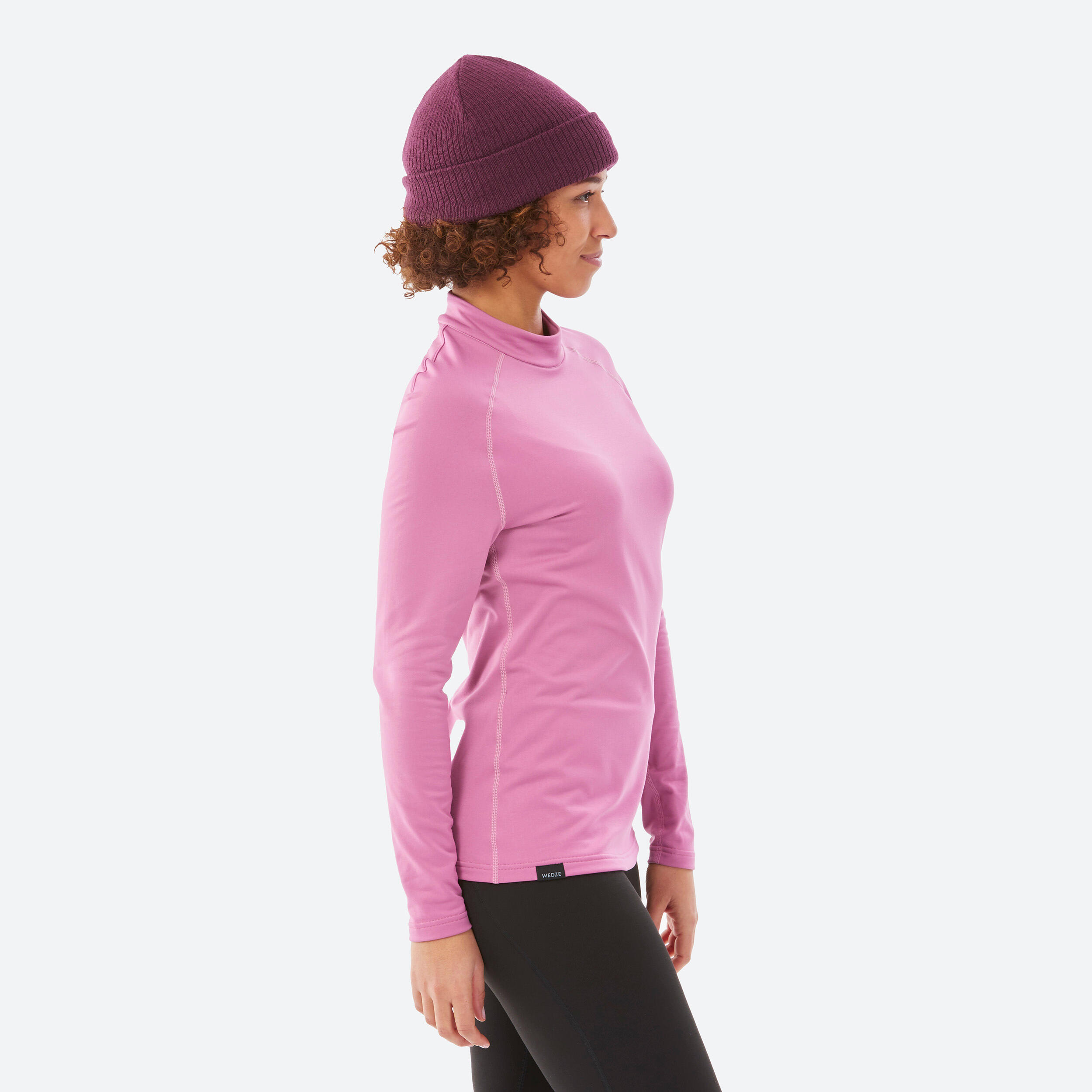 Women’s Warm and Breathable Turtleneck Base Layer Ski Top - BL500 - Pink 3/5