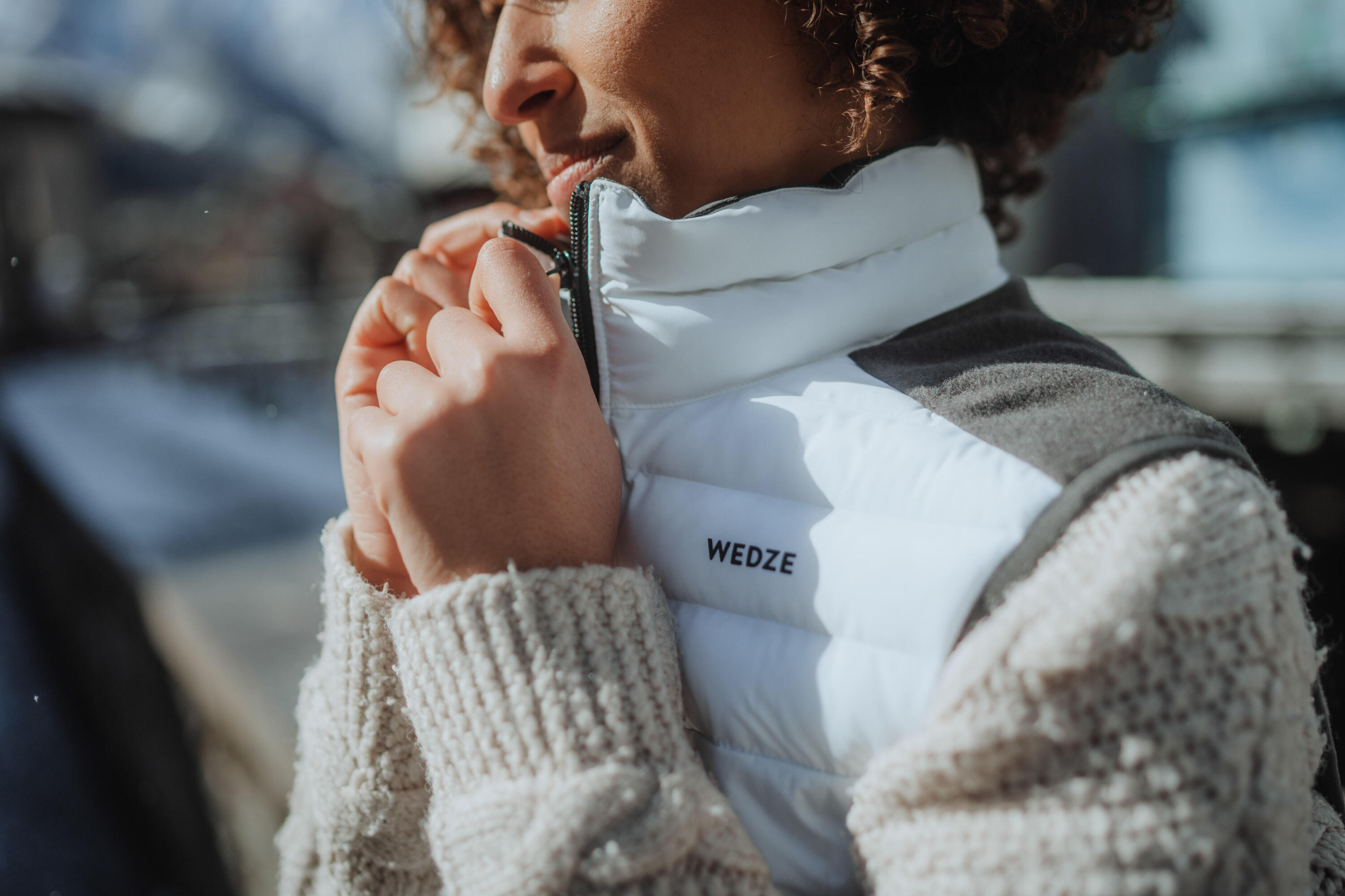 Veste de ski sans manches chaude et extensible femme, 500 gris et blanc 9/9