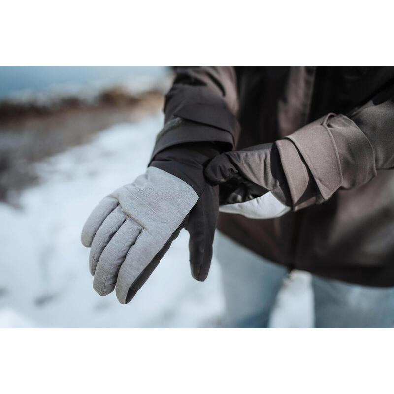 ADULT SKI 100 GLOVES - LIGHT - PEARL GREY / BLACK