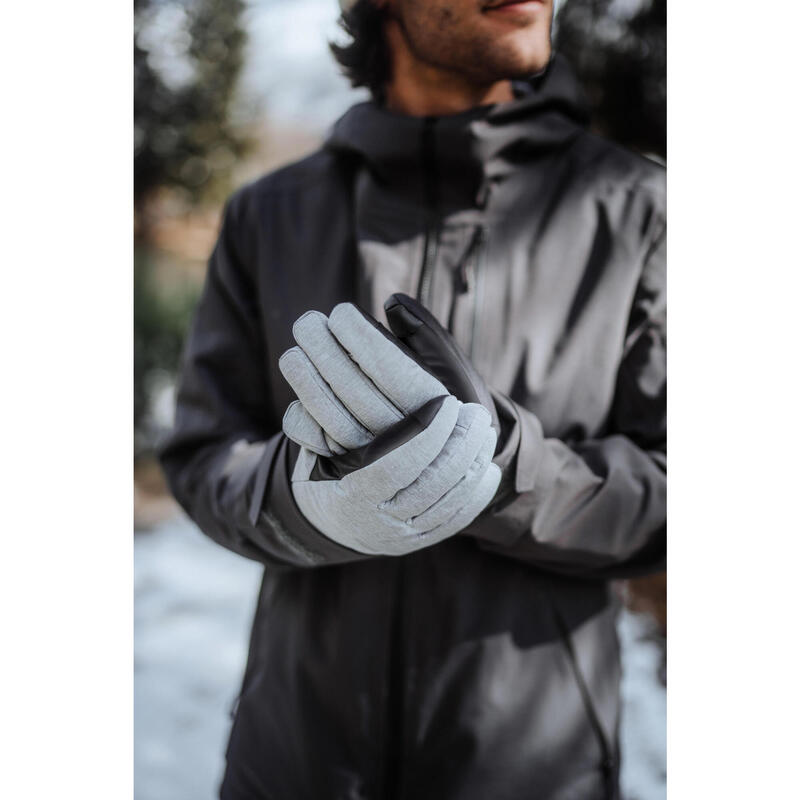 Skihandschoenen voor volwassenen 100 Light parelgrijs/zwart