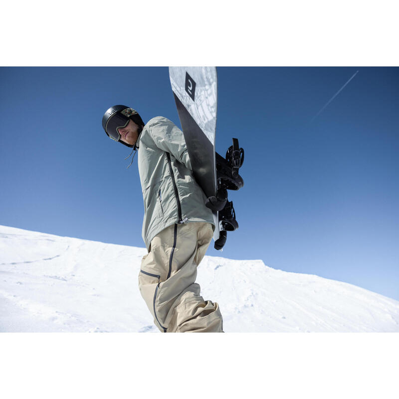 Geacă Snowboard SNB 100 ușoară și confortabilă Fermoar scurt Gri Bărbați