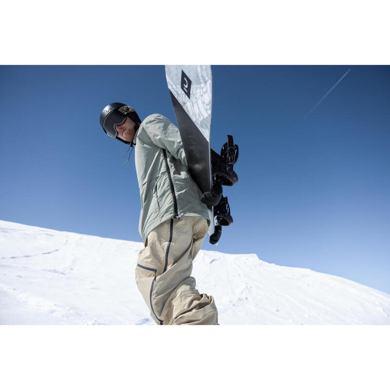 Veste de snowboard légère et confortable 1/2 zip, snb 100 verte
