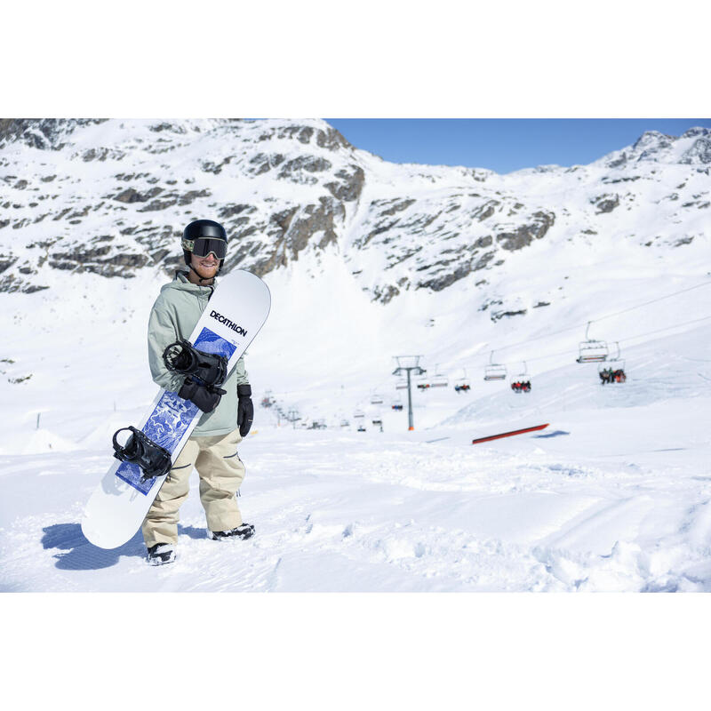 Veste de snowboard légère et confortable 1/2 zip, snb 100 verte