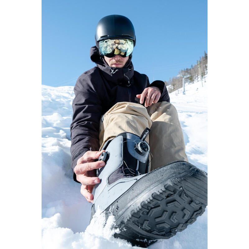 男款雪道上／自由式快扣單板滑雪鞋－灰色