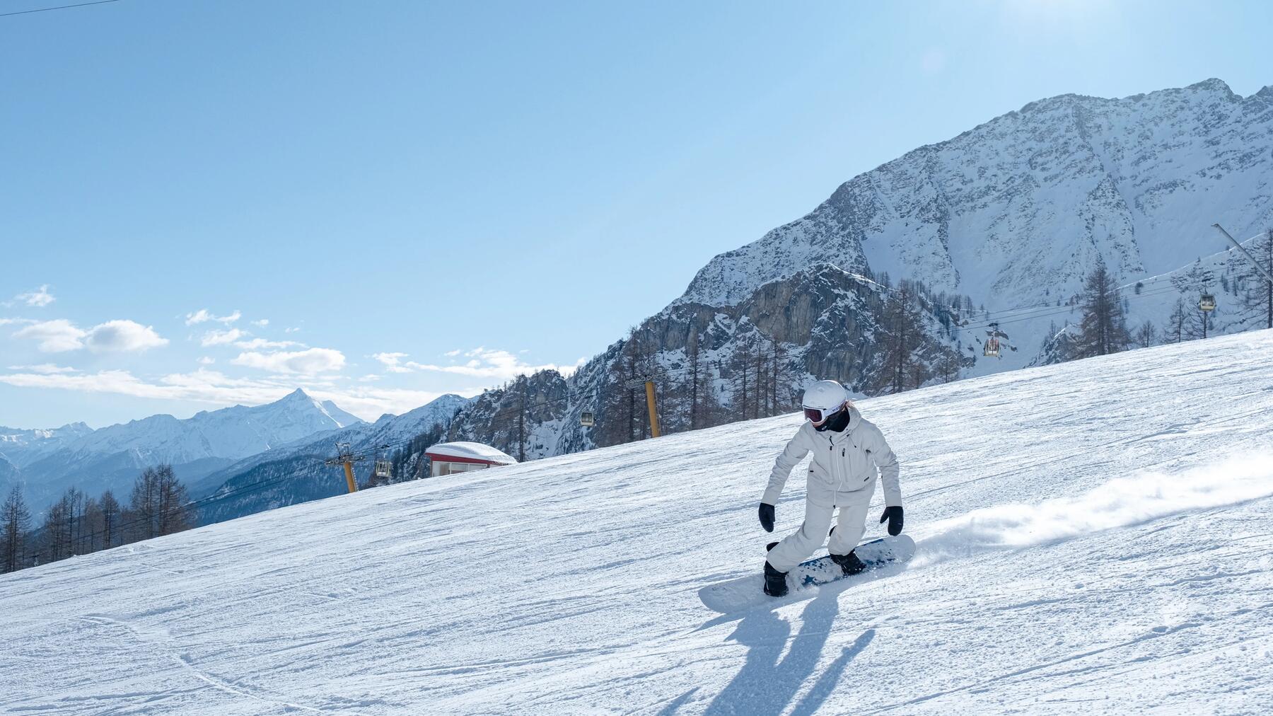 woman on a snowboard