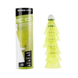 PSC 100 MEDIUM  PLASTIC SHUTTLECOCK x 6 CH  YELLOW