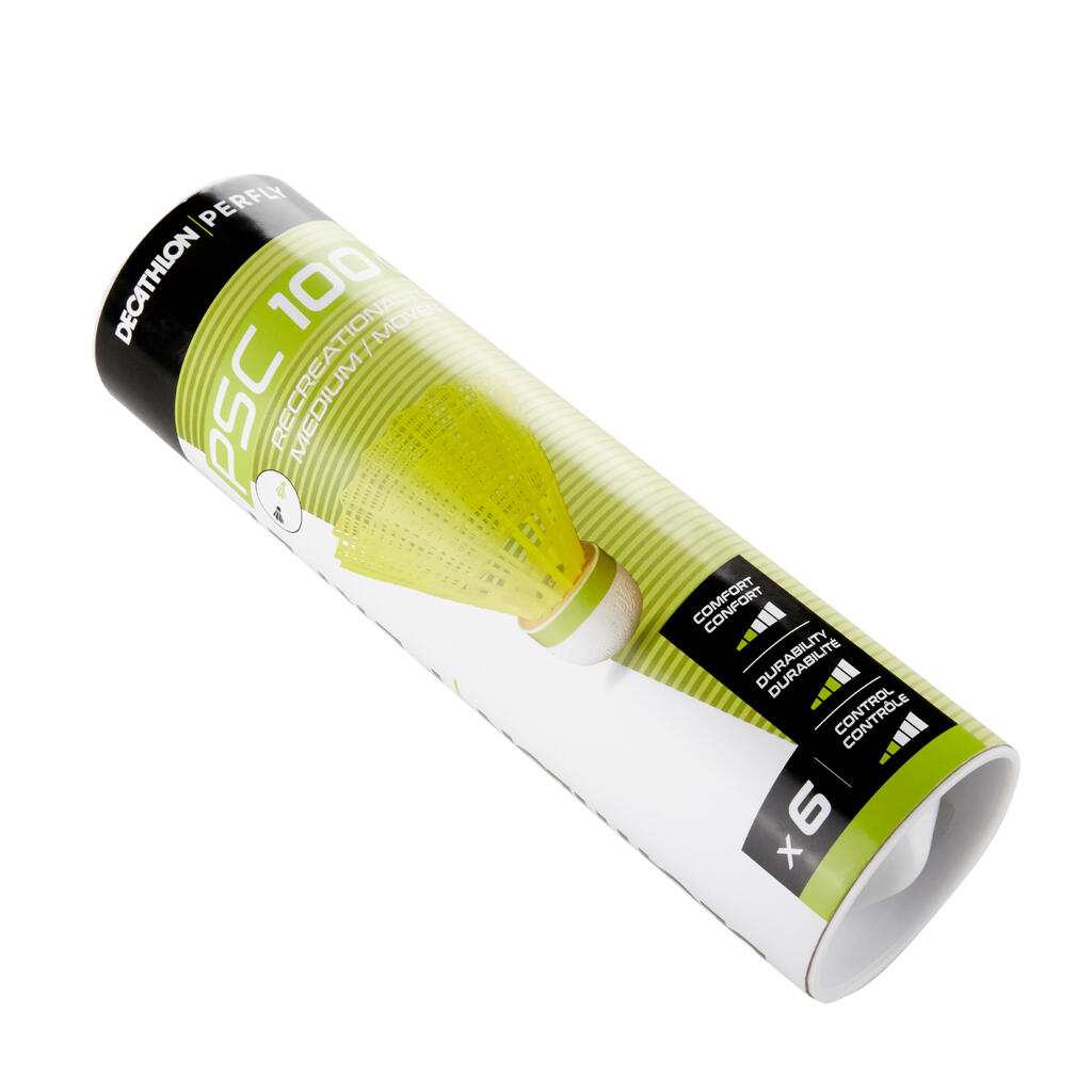 Bela plastična loptica za badminton PSC 100 MEDIUM (6 komada)