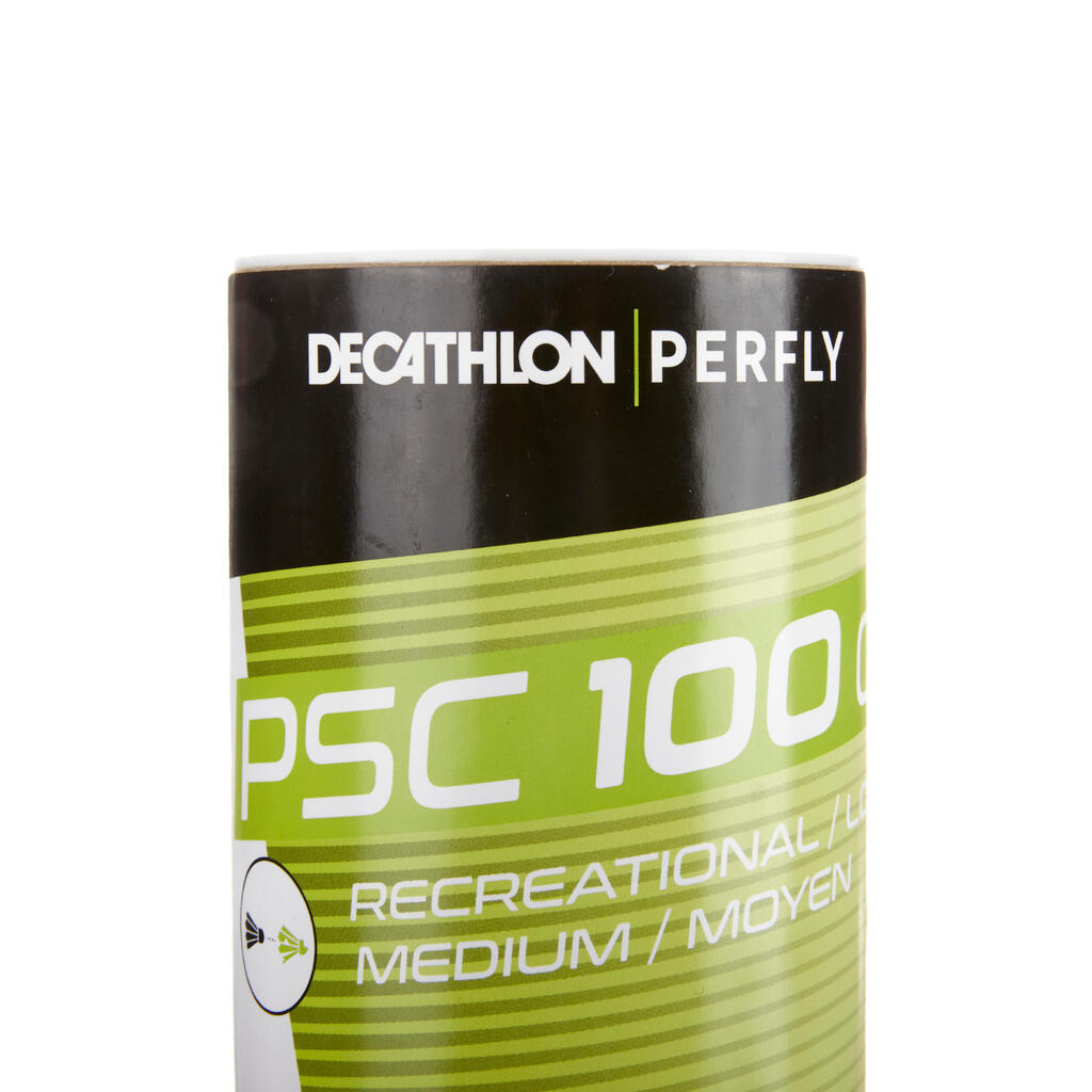 Bela plastična loptica za badminton PSC 100 MEDIUM (6 komada)