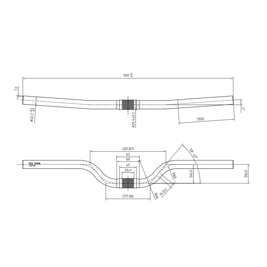 Aluminijski upravljač 25,4 mm za brdski bicikl crni