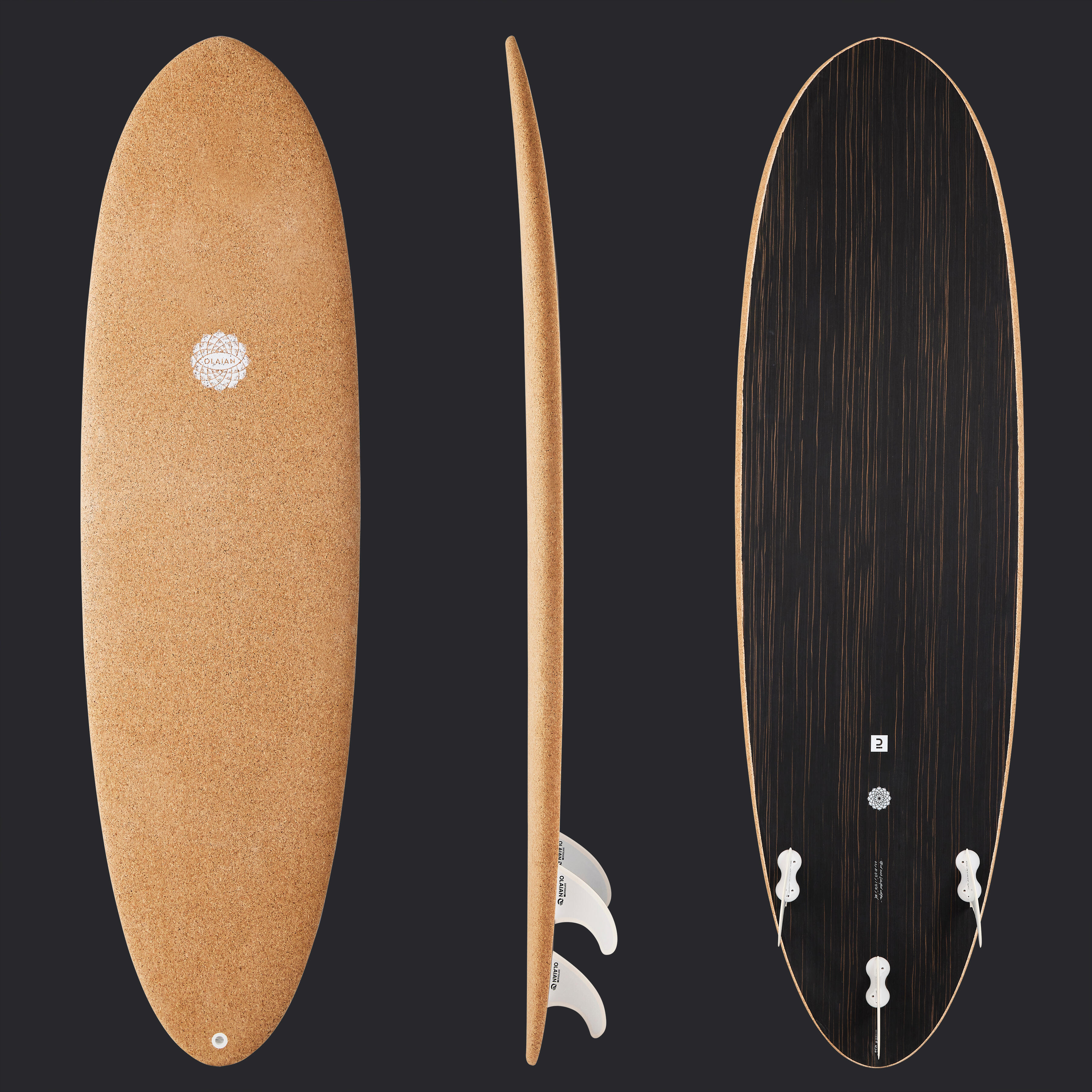 Placă surf 500 Hybride 6’4″ parte exterioară din plută, ediție limitată, vândută cu 3 înotătoare 500 imagine 2022