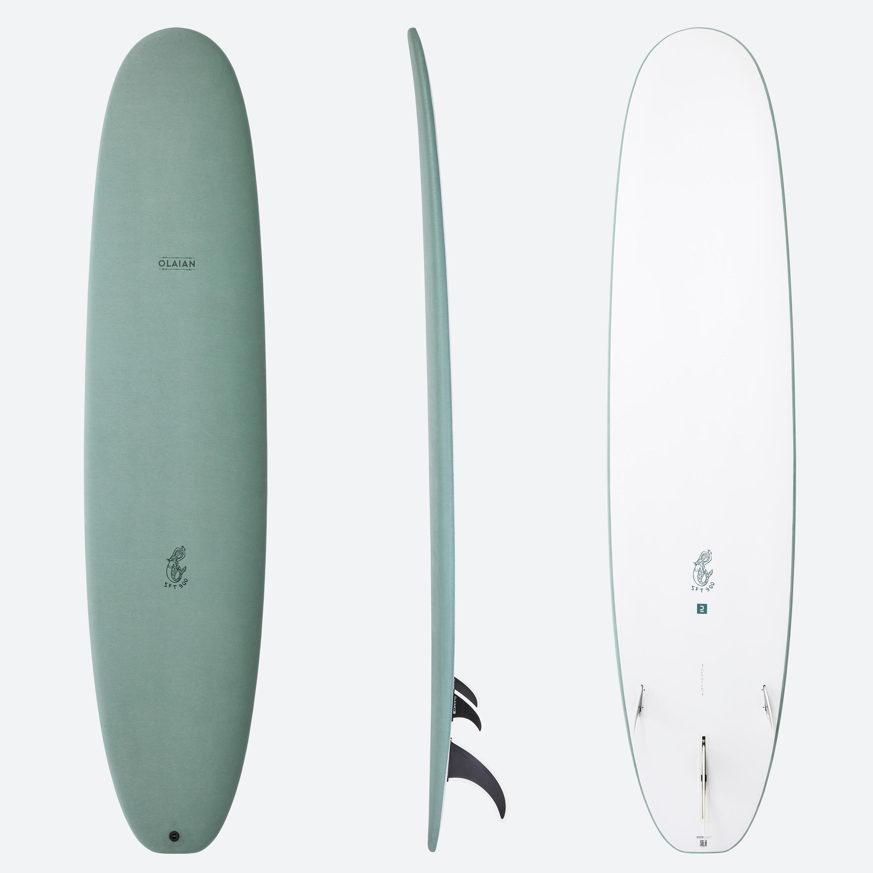 OLAIAN SURFBOARD 900 EPOXY SOFT 8'4 with 3 fins.
