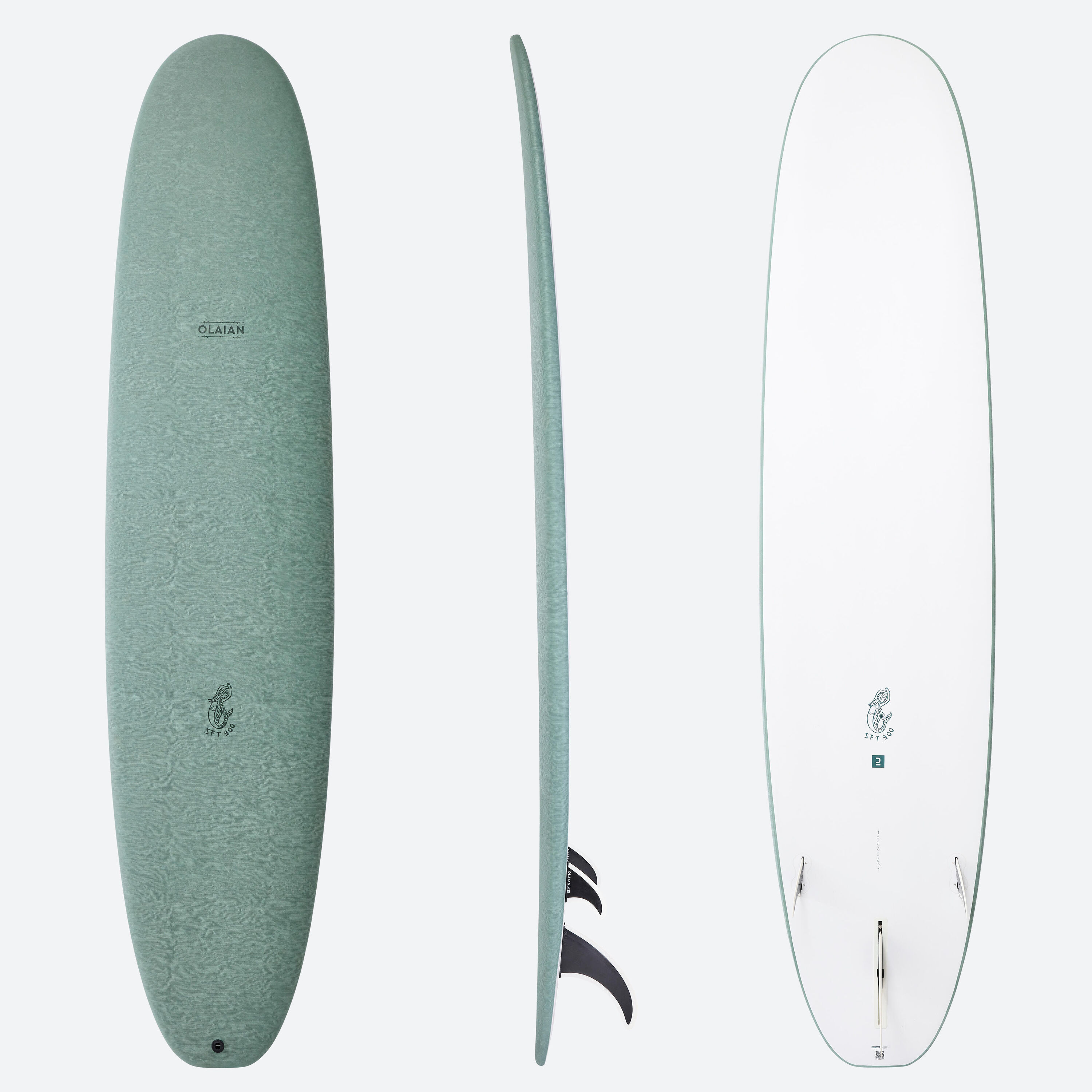 OLAIAN SURFBOARD 900 EPOXY SOFT 8'4 with 3 fins.