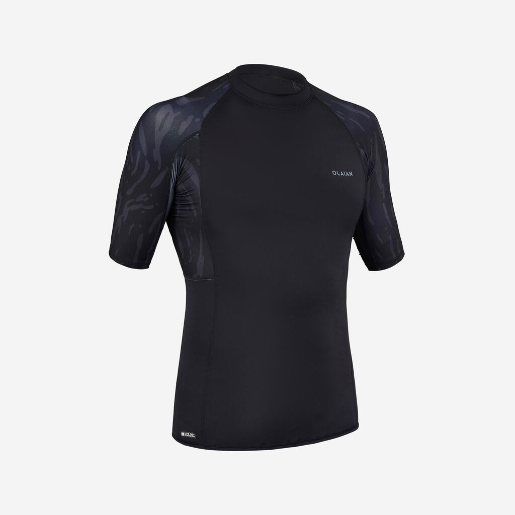 Men’s short-sleeved UV-protection surfing T-Shirt - 500 Black Beast