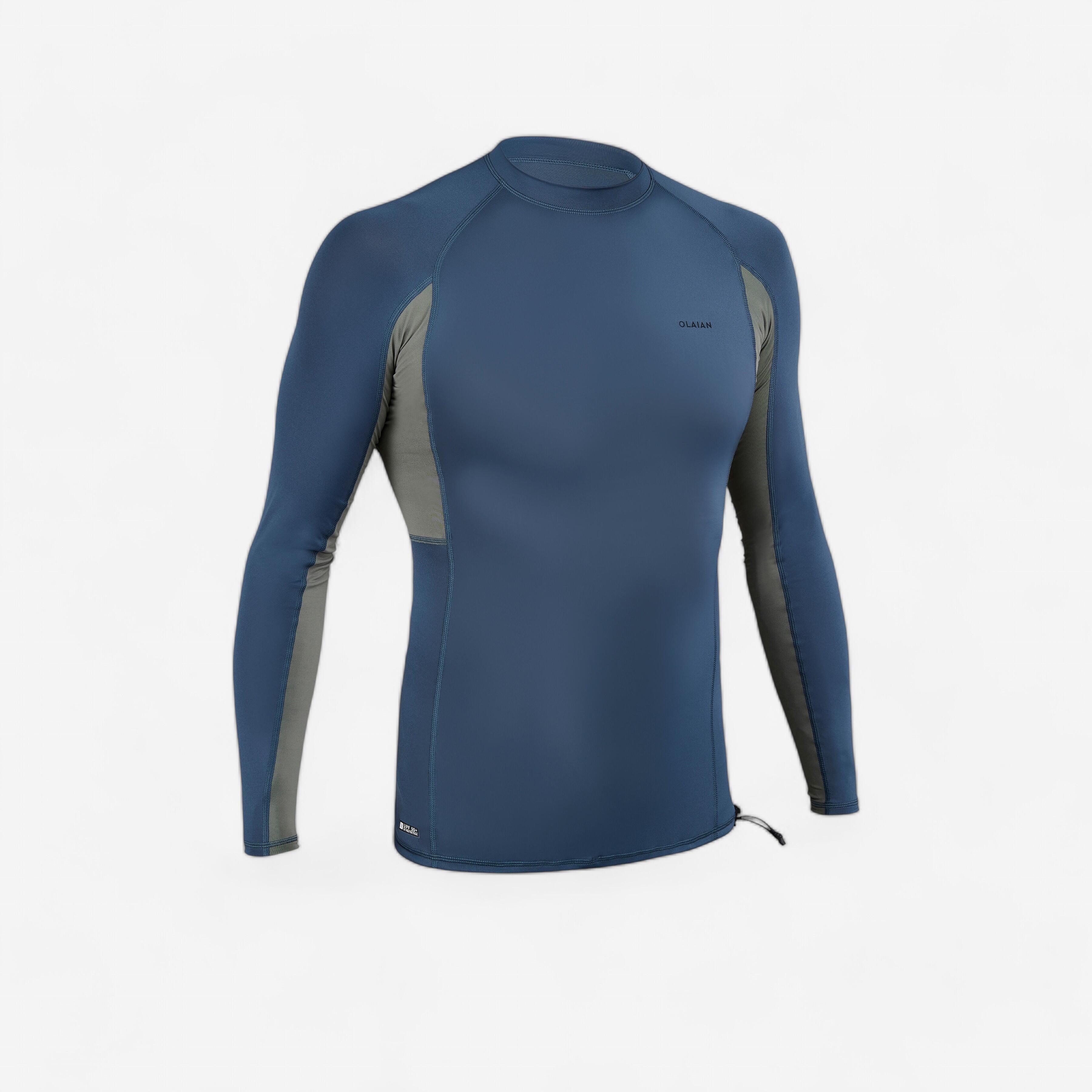 Playera Anti UV 500 Hombre Gris Caqui Manga Larga