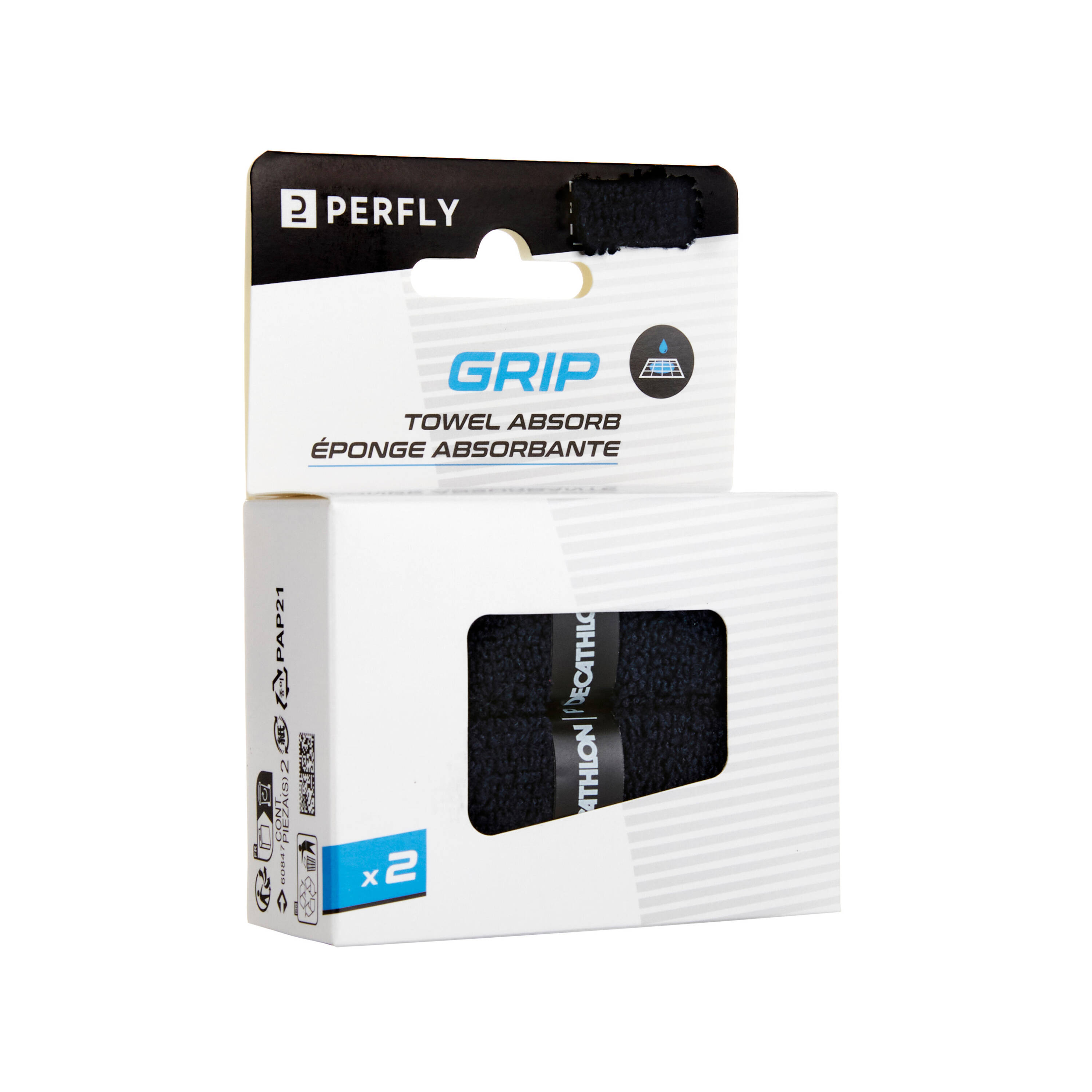 BADMINTON TOWEL GRIP x 2 BLACK -  2