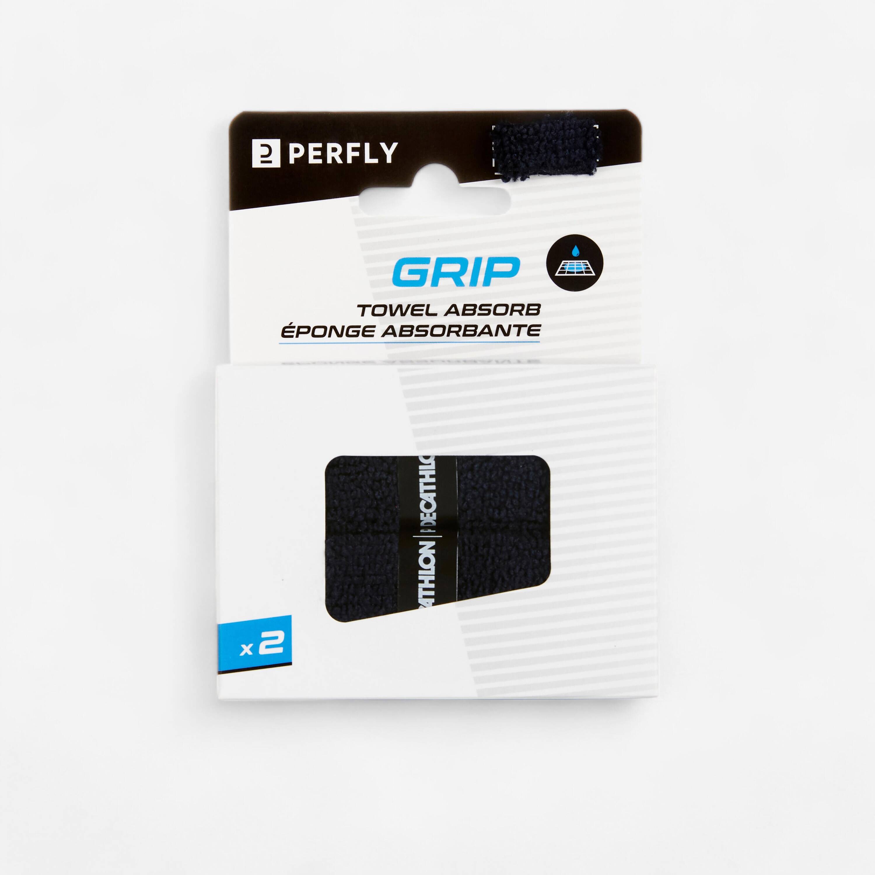 BADMINTON TOWEL GRIP x 2 BLACK -  1