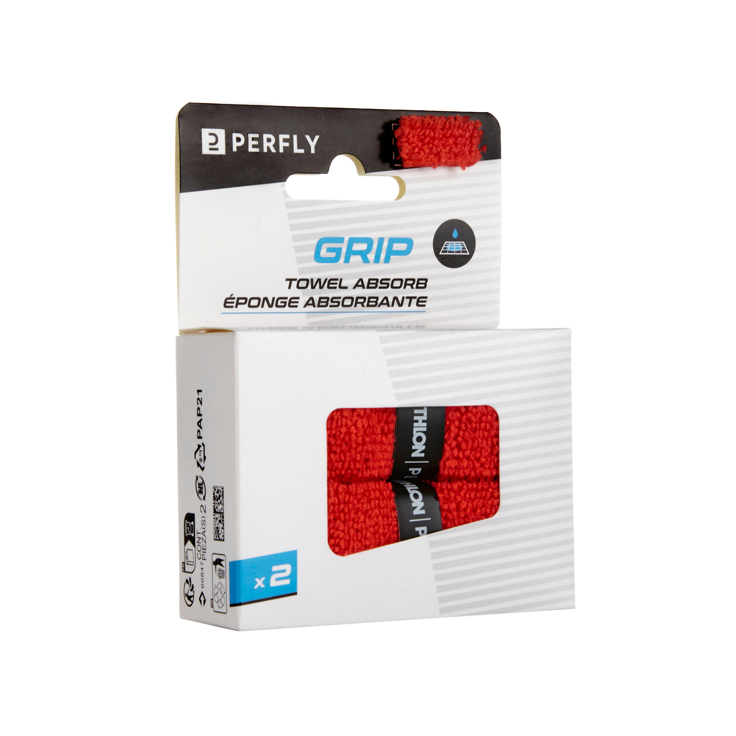 BADMINTON TOWEL GRIP x 2 RED -  2