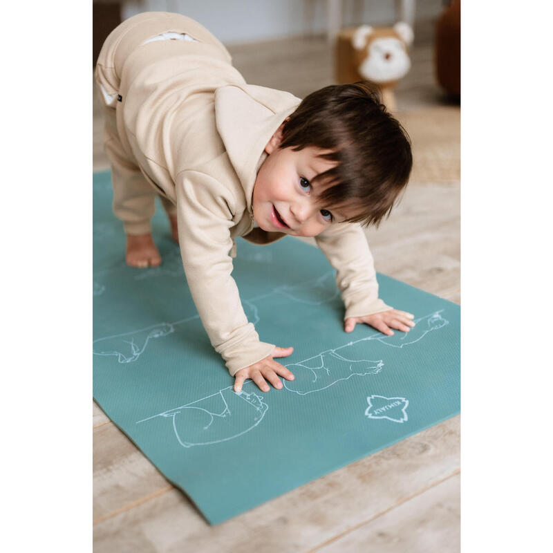 TAPIS YOGA ENFANT 150CM X 60CM X5 MM OURSON KAKI