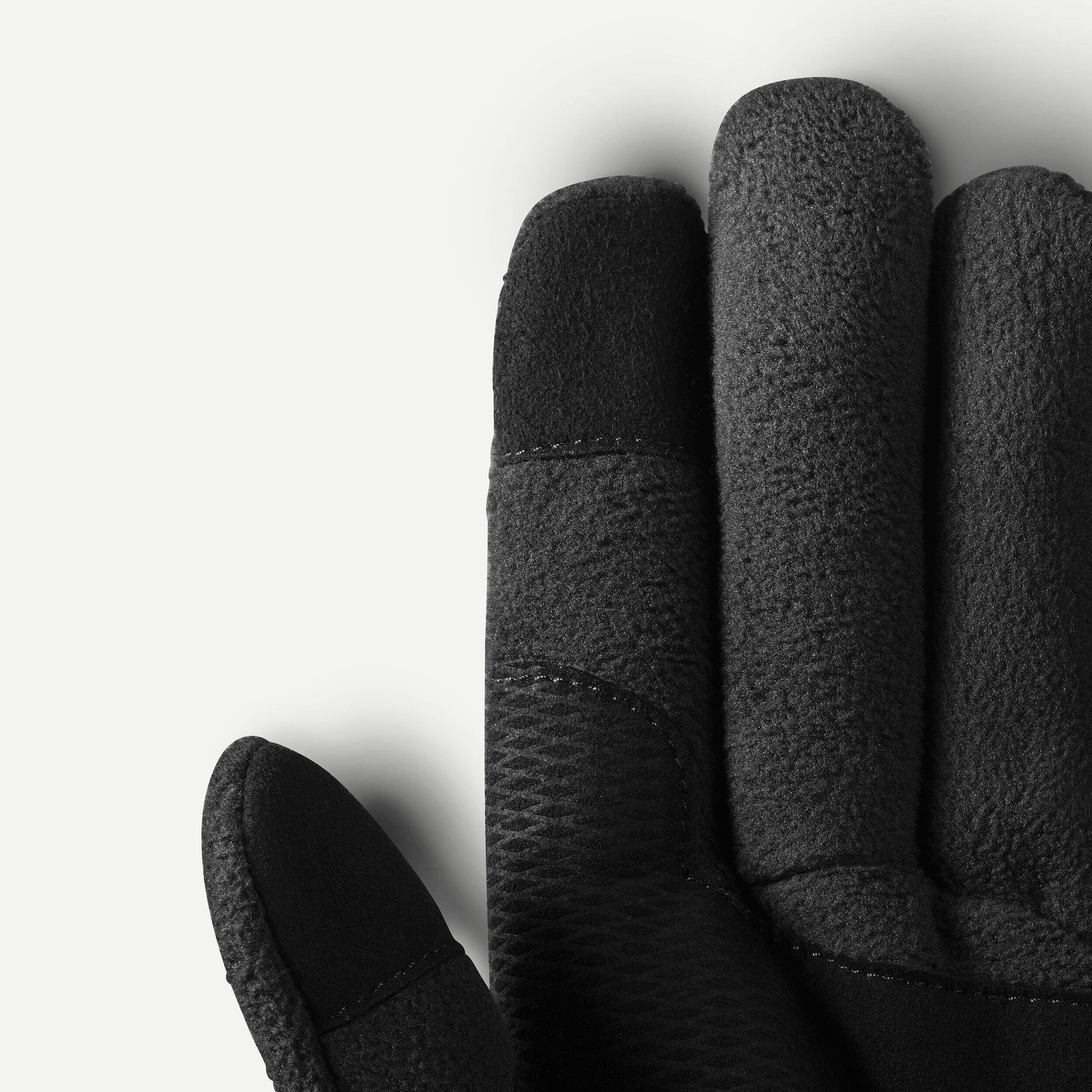 Adult mountain trekking fleece gloves -  MT500 Black -  4
