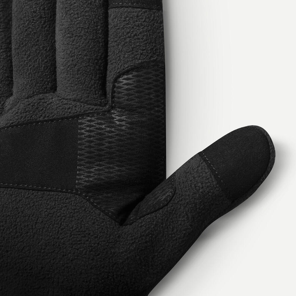 Gants polaire recyclée de trekking montagne -  MT500 noir - adulte