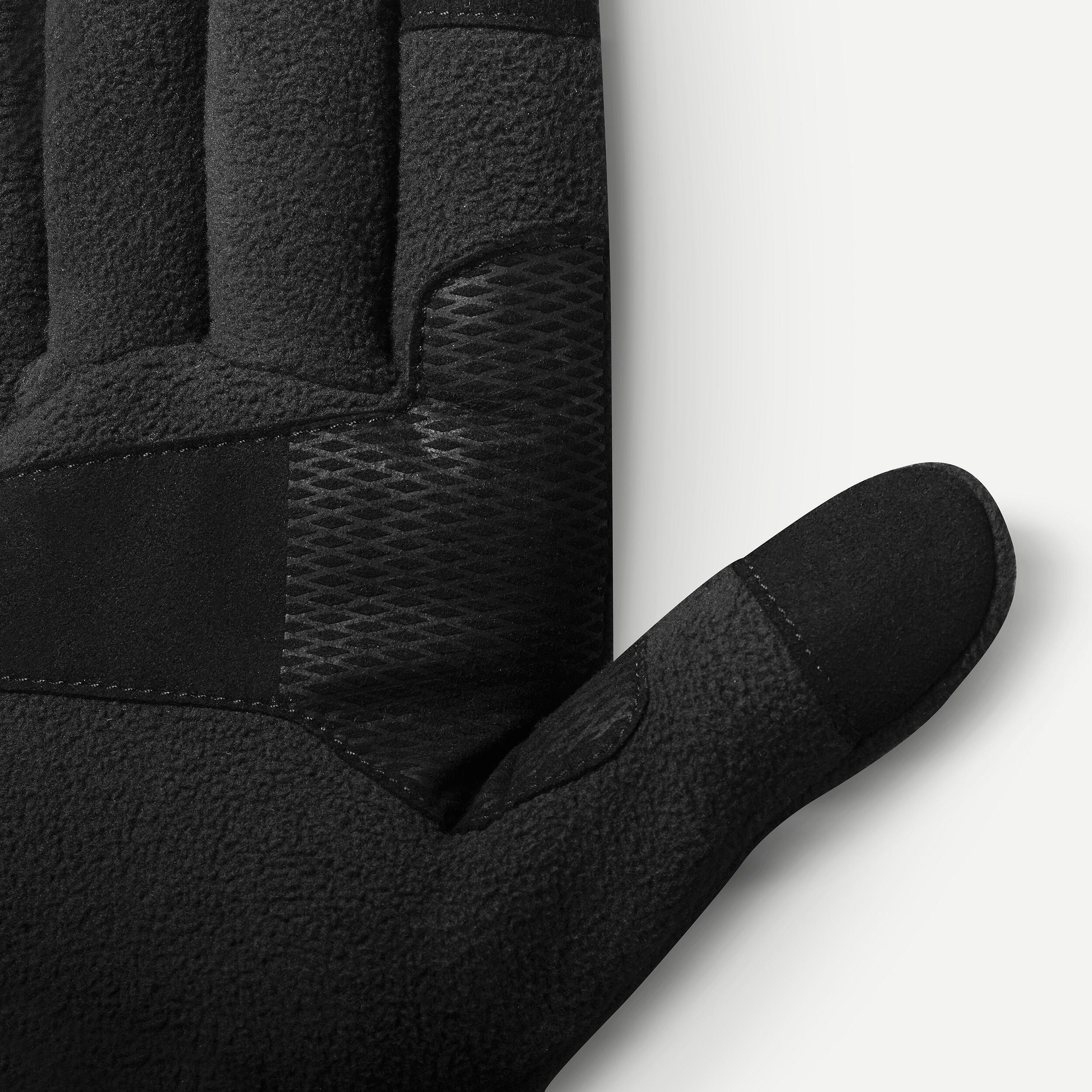 Adult mountain trekking fleece gloves -  MT500 Black 2/5