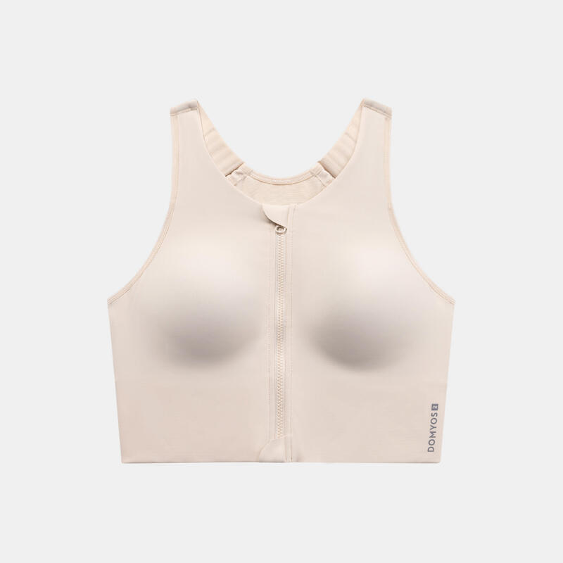 Women's Long Zip Sports Bra 920 - Eggshell