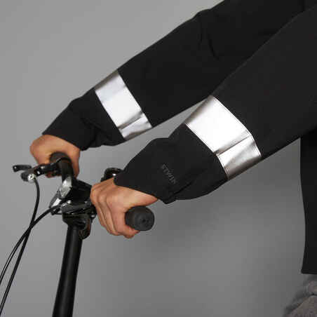 Men's City Cycling Night Visibility Rain Jacket 540 - Black