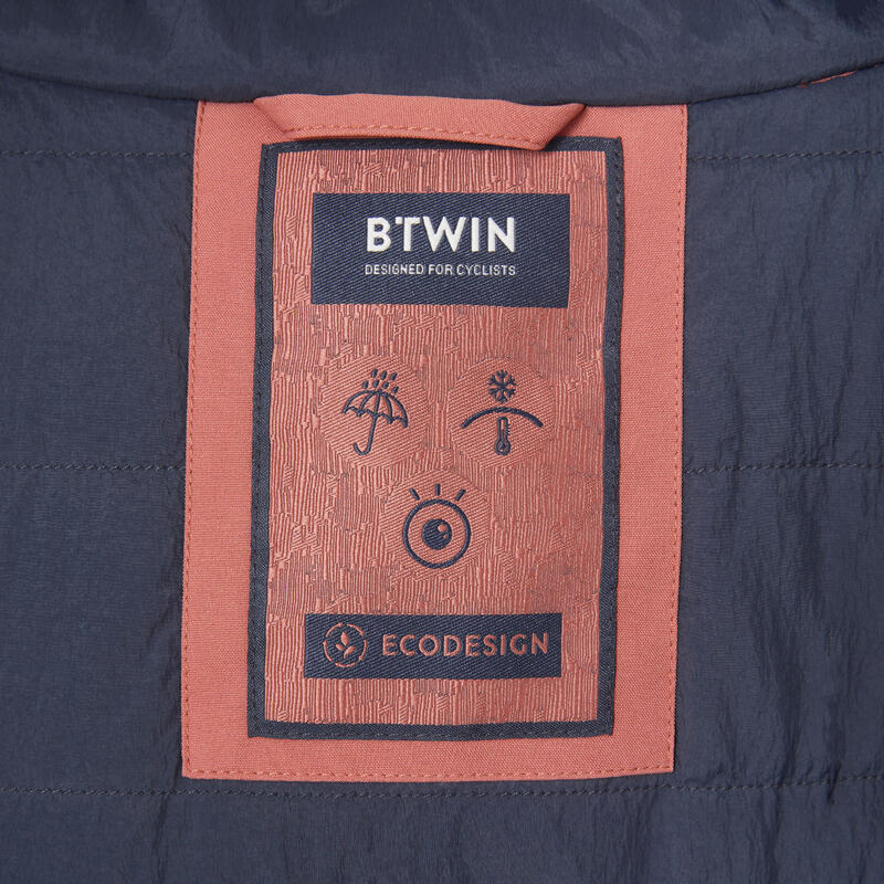 WARME FIETSREGENJAS VOOR DAMES 540 STAD ZICHTBAARHEID 'S NACHTS TERRACOTTA