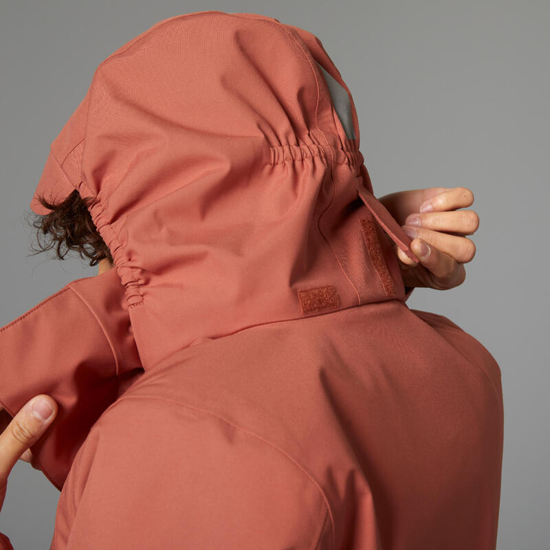 WARME FIETSREGENJAS VOOR DAMES 540 STAD ZICHTBAARHEID 'S NACHTS TERRACOTTA