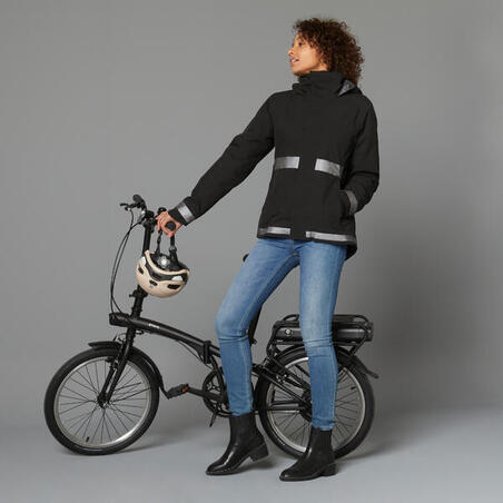Crna ženska biciklistička kišna jakna 540