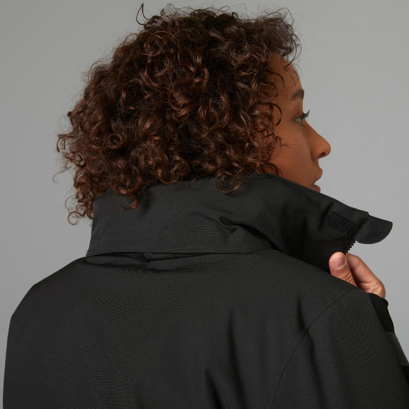 Chaqueta Ciclismo Urbano 540 Mujer Negro Visibilidad Nocturna Cálida Impermeable