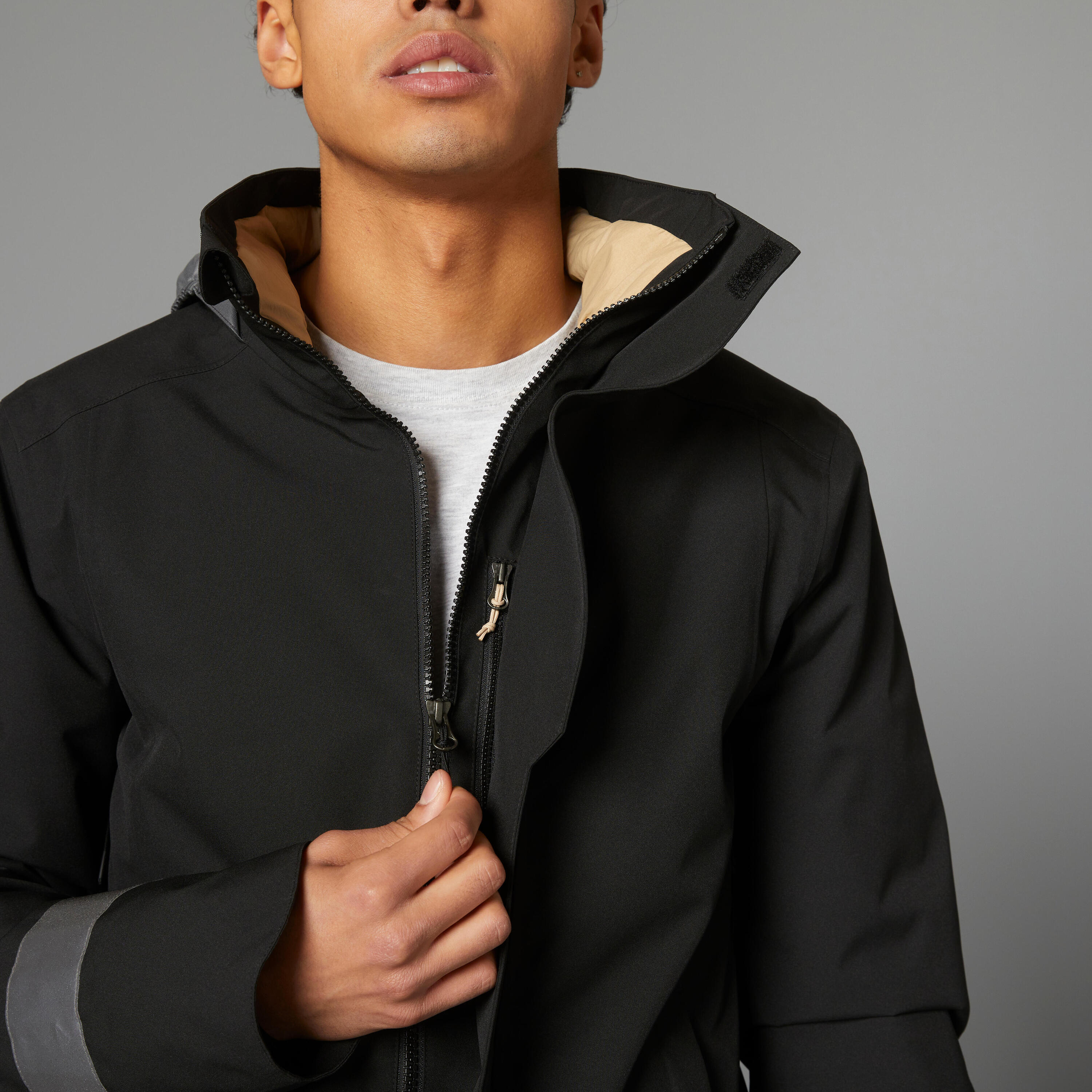 WARME FIETSREGENJAS VOOR HEREN 540 STAD ZICHTBAARHEID 'S NACHTS ZWART 13/20