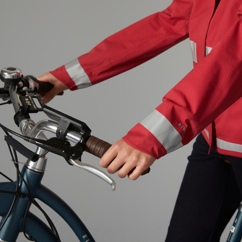 Giacca impermeabile ciclismo donna 540 riflettente rossa