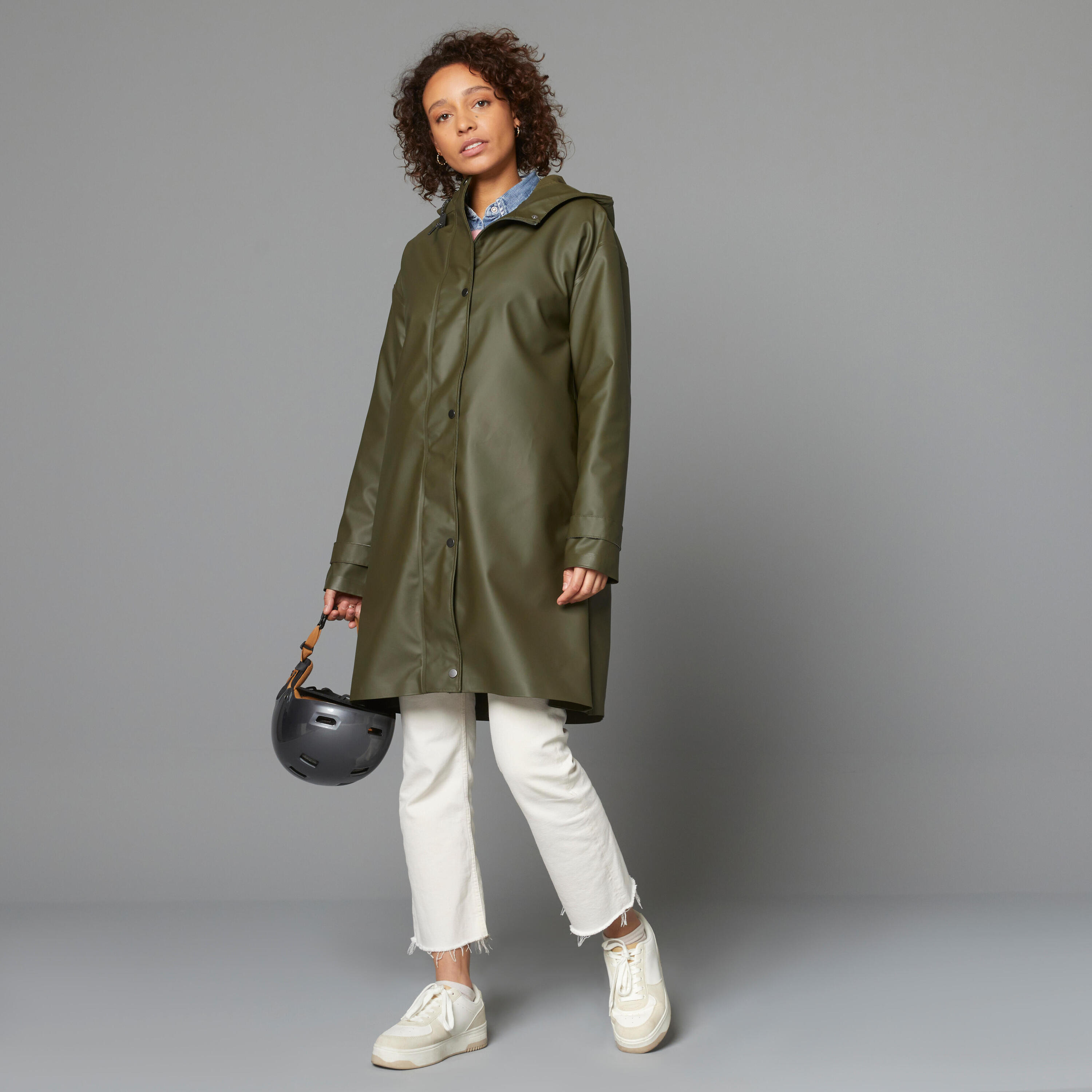 Unisex Waterproof City Cycling Parka - Khaki 10/30