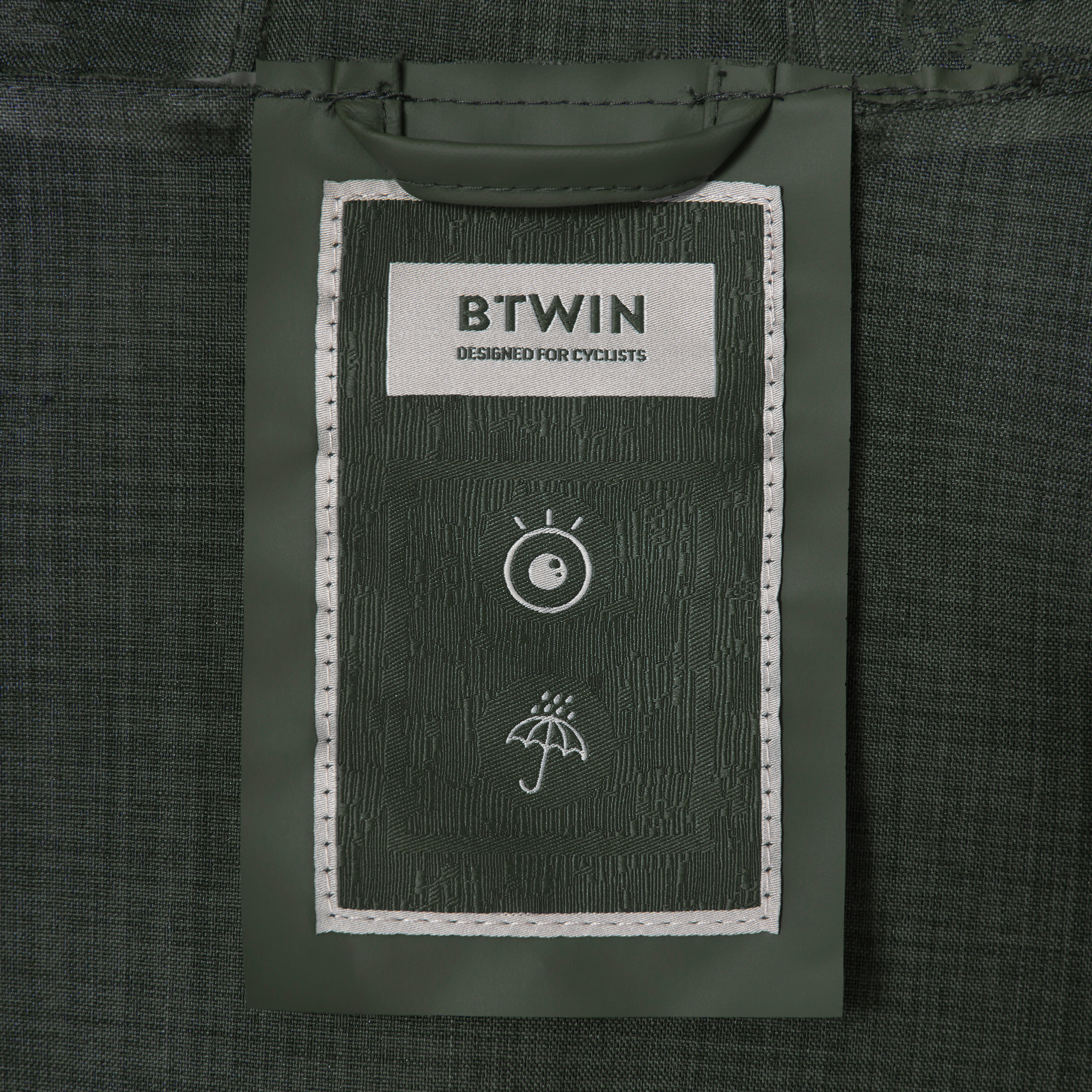 BTWIN Unisex nepremokavá cyklistická bunda 540 do mesta kaki S · záber 12
