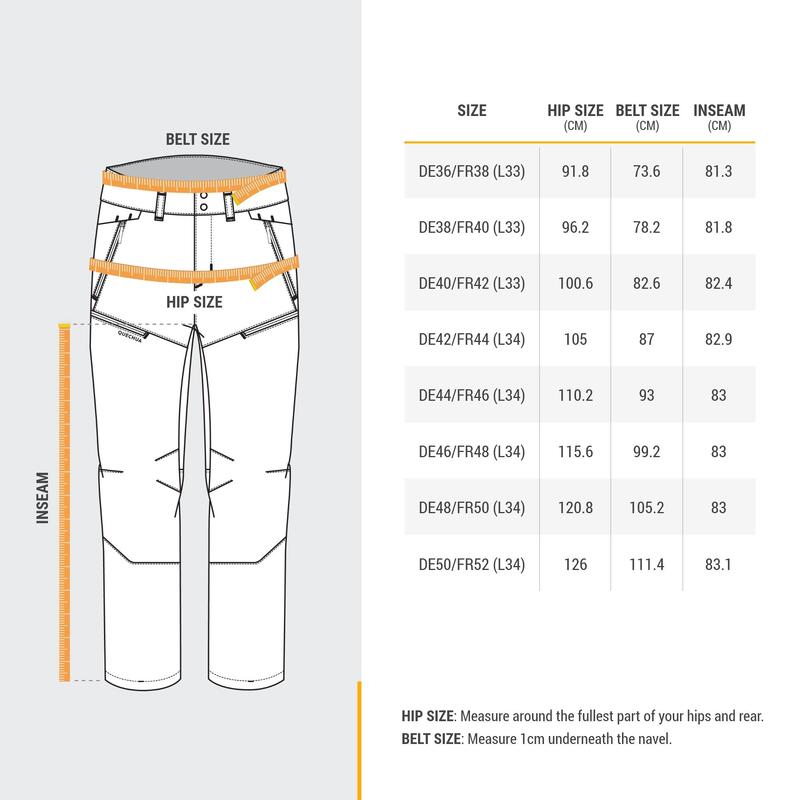 PANTALON CHAUD DÉPERLANT DE RANDONNÉE NEIGE - SH500 MOUNTAIN - HOMME