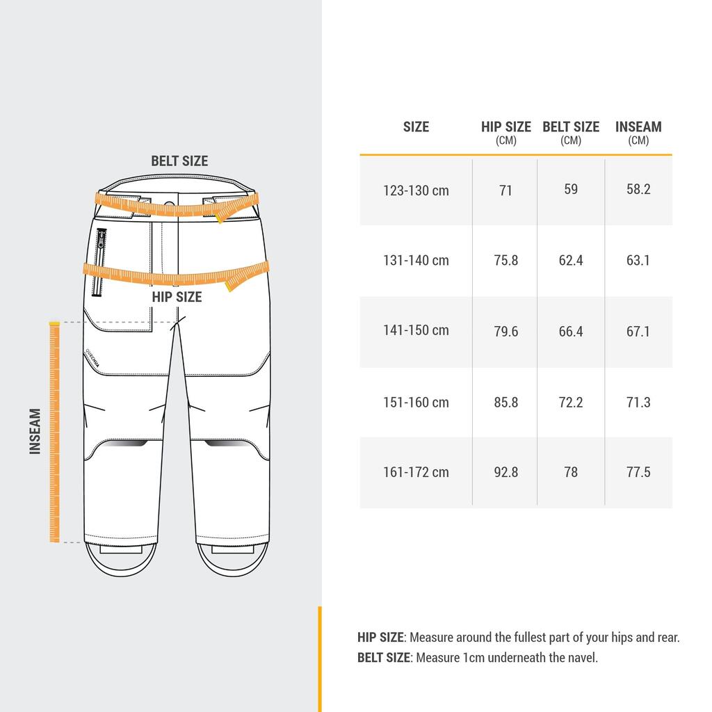 Dečije tople softšel pantalone za planinarenje, 7-15 godina, MH500 - crne