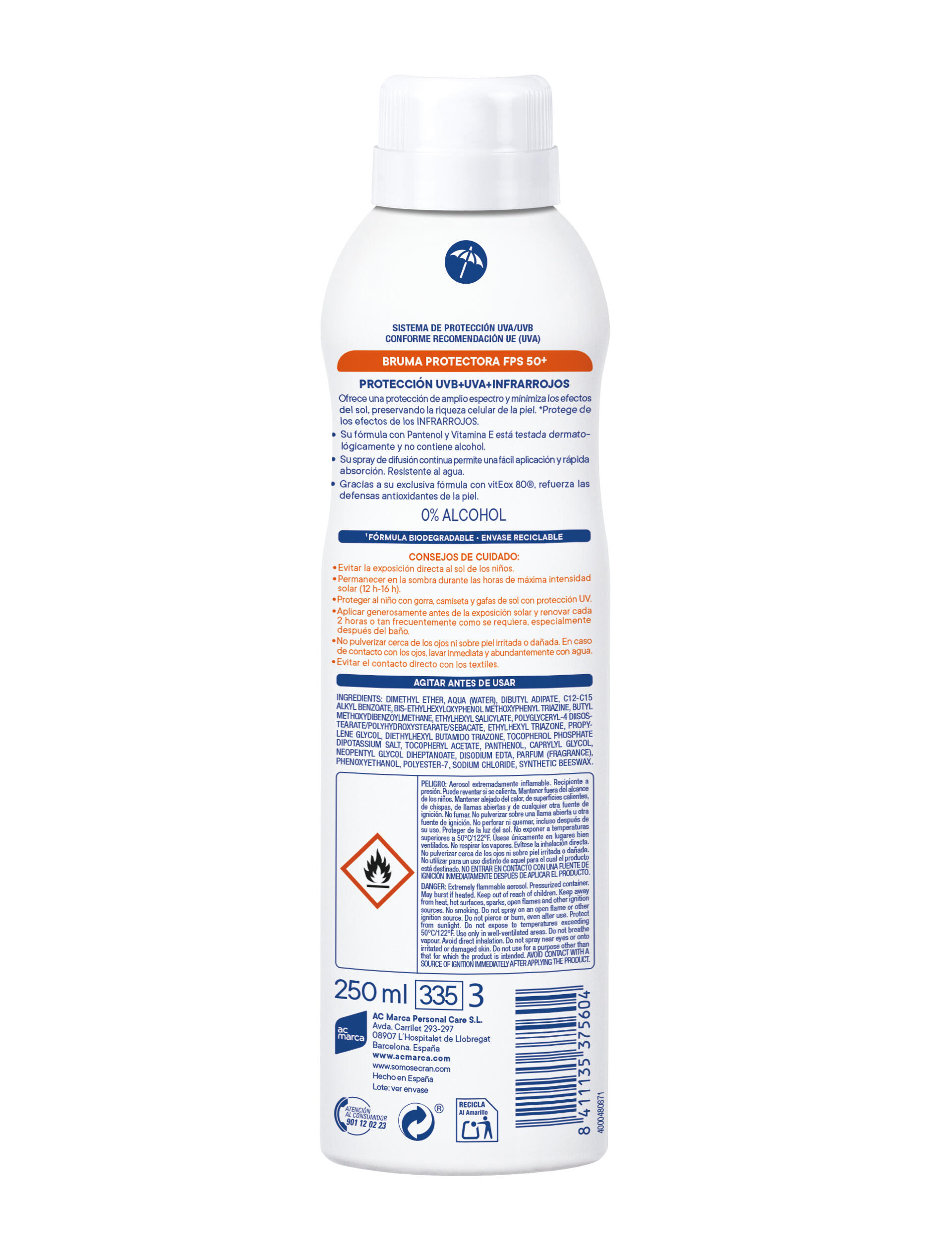 Protector solar bruma SPF 50+ pieles sensibles y atópicas Ecran Denenes 2/2