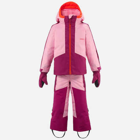 Vaikiškas šiltas ir neperšlampamas slidinėjimo kombinezonas „580“, rožinis
