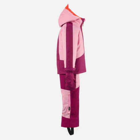 Vaikiškas šiltas ir neperšlampamas slidinėjimo kombinezonas „580“, rožinis
