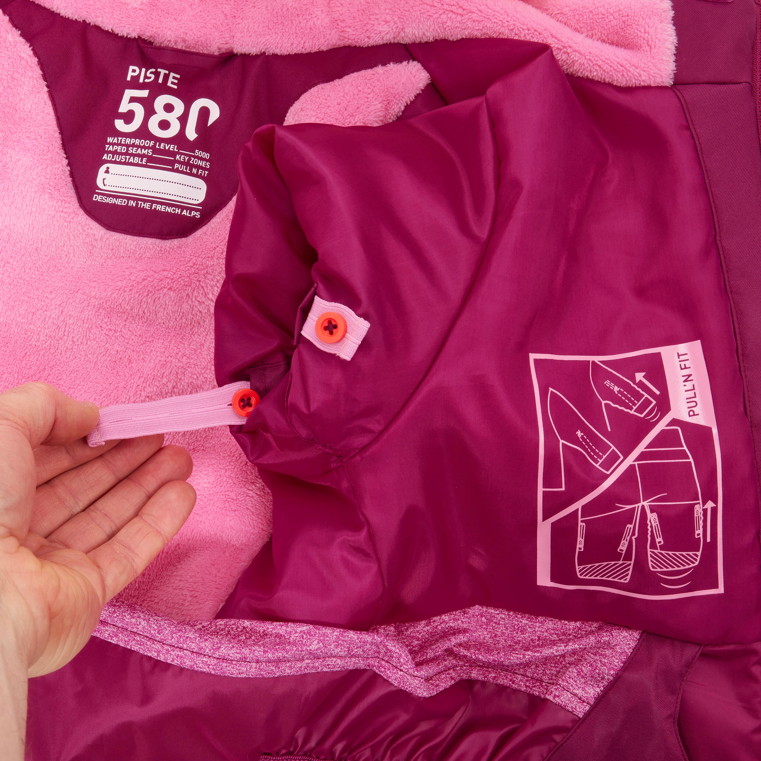 Kids’ Warm and Waterproof Ski Suit 580 - Pink 9/15