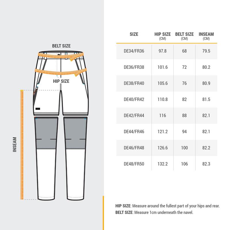 Pantaloni modulabili trekking donna MT100 | grigi