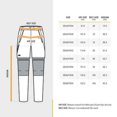 מכנסי טרקים לנשים דגם MT100 בעיצוב 2 ב-1 עם רוכסן לפירוק ולחיבור - אפור