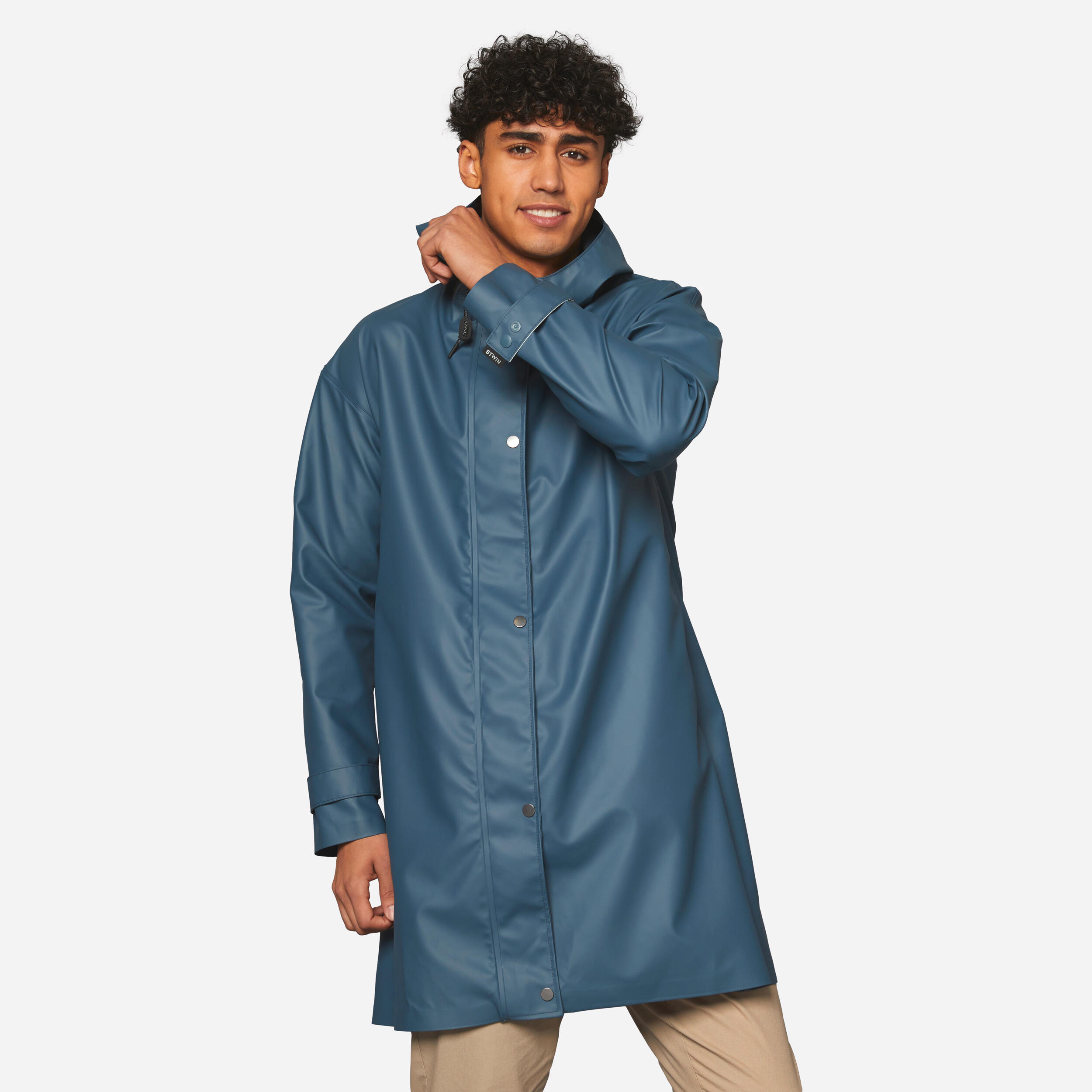 BTWIN Unisex Waterproof City Cycling Parka - Blue